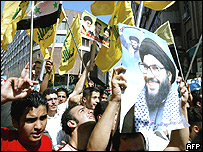 Marcha pro-Hezbolá en Siria.